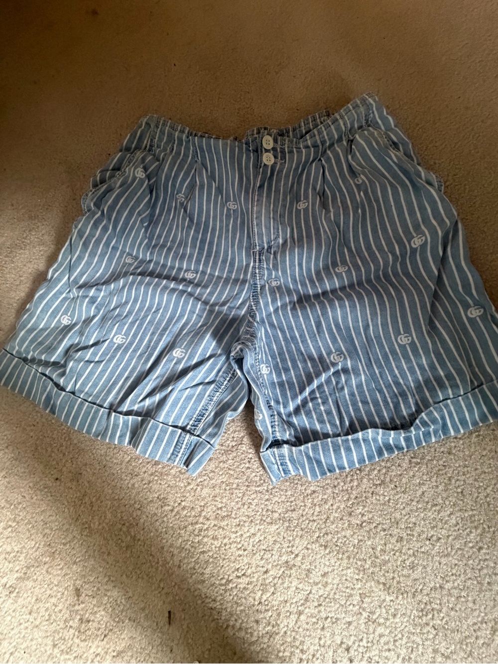 Gucci Blue Striped Casual Shorts
